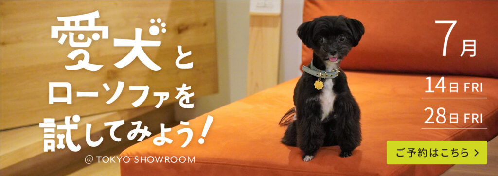 愛犬とローソファを試してみよう！7/14,28 @東京ショールーム