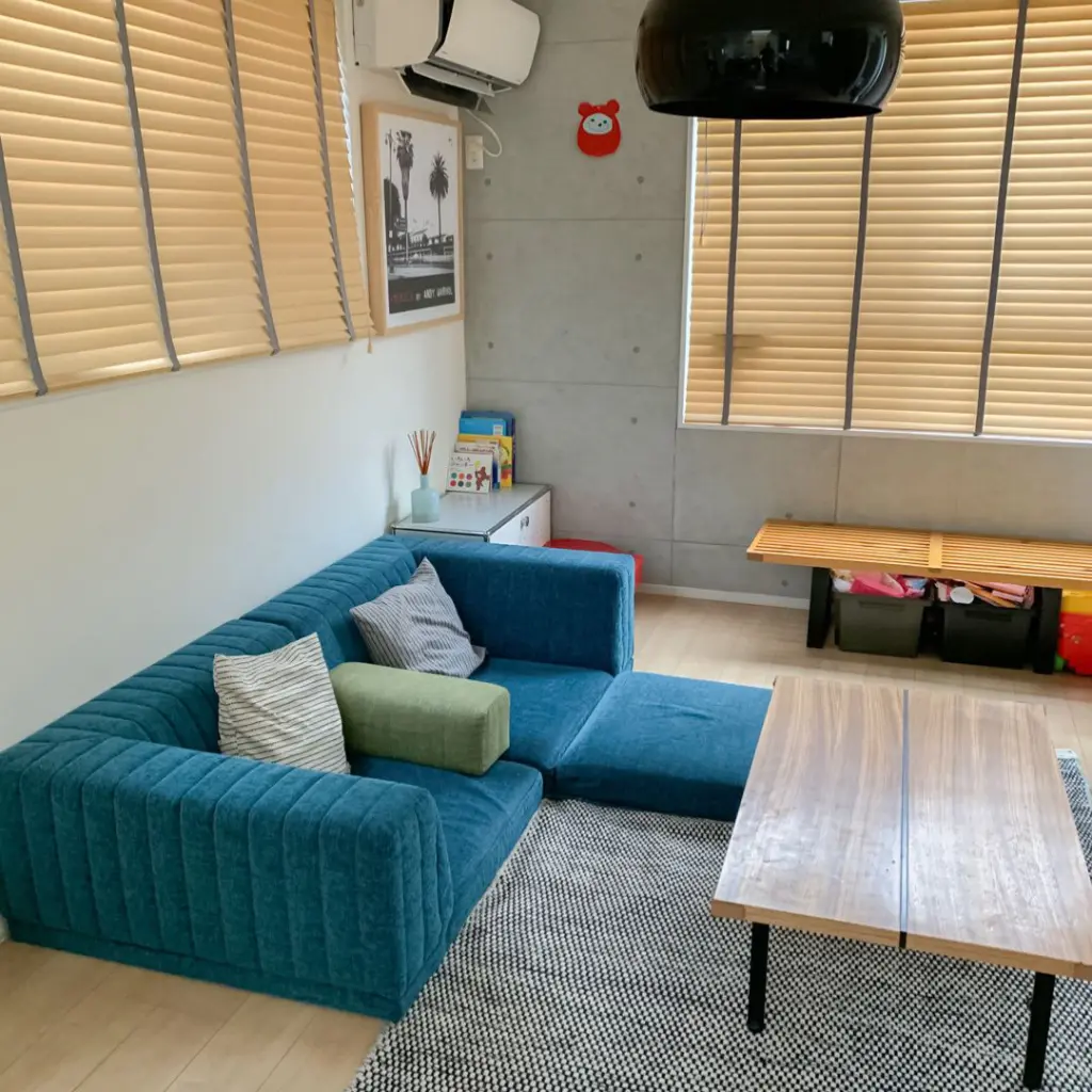 ピカソソファ PICASSO SOFA harem L型＋I型 ブルー こたつや和室、畳にも合わせやすいローソファー「PICASSO SOFA