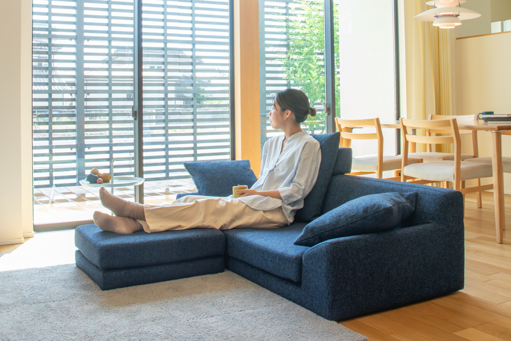 NOYES】SOFAファブリックネイビー色