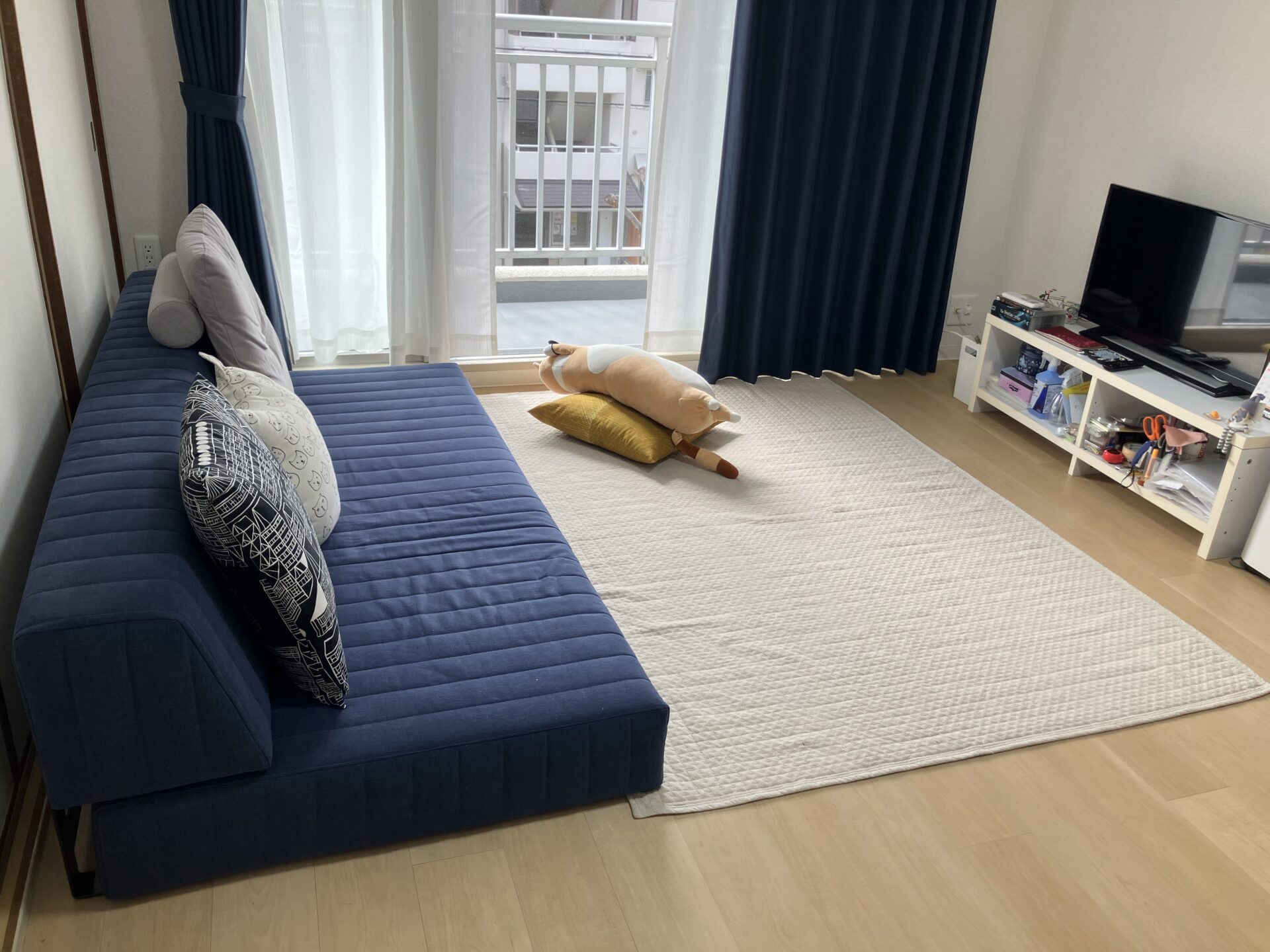 つみきソファ デニム 3人掛けローソファ ローソファー