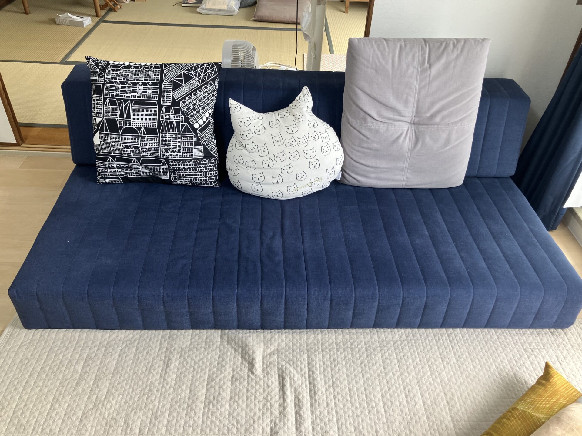 つみきソファ デニム 3人掛けローソファ ローソファー