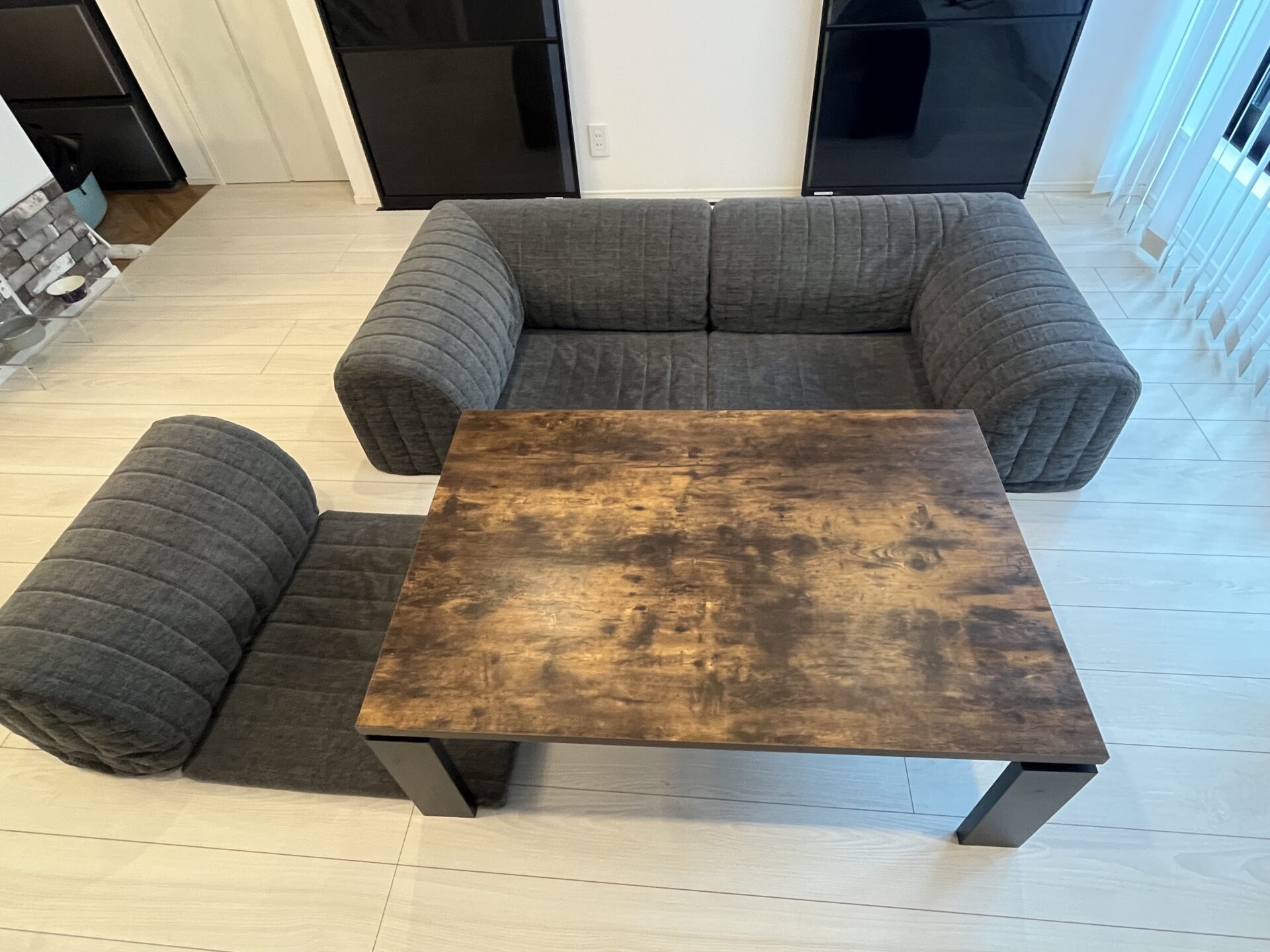 スキップ1ミニソファ ダークグレー 3人掛けローソファ ローソファー