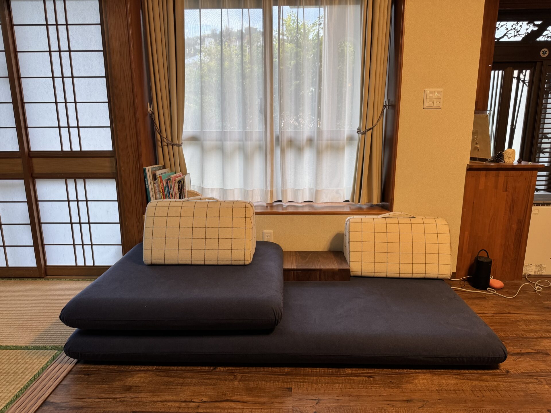 キャリーソファ メランジネイビー 2人掛けローソファ ローソファー