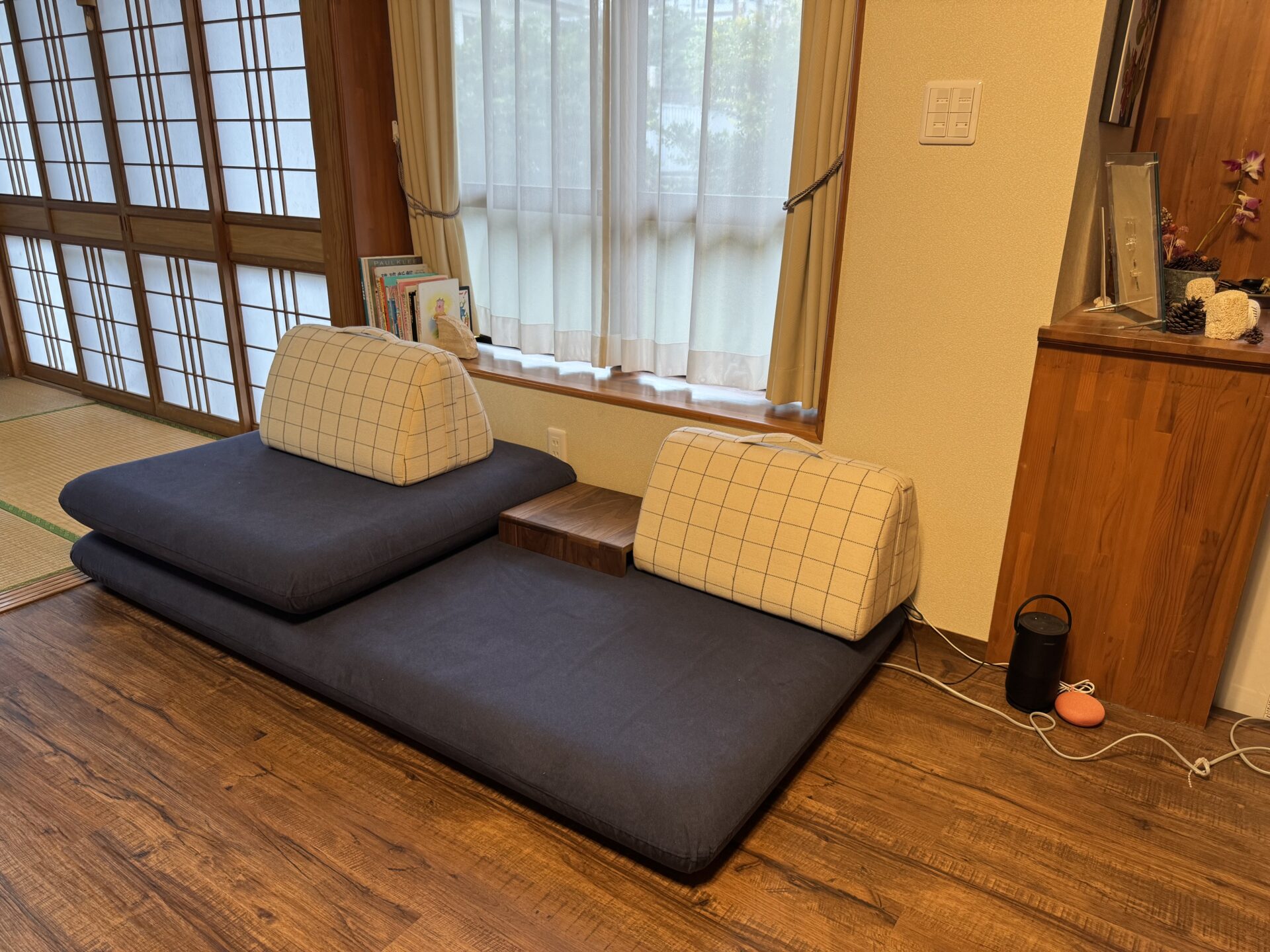 キャリーソファ メランジネイビー 2人掛けローソファ ローソファー