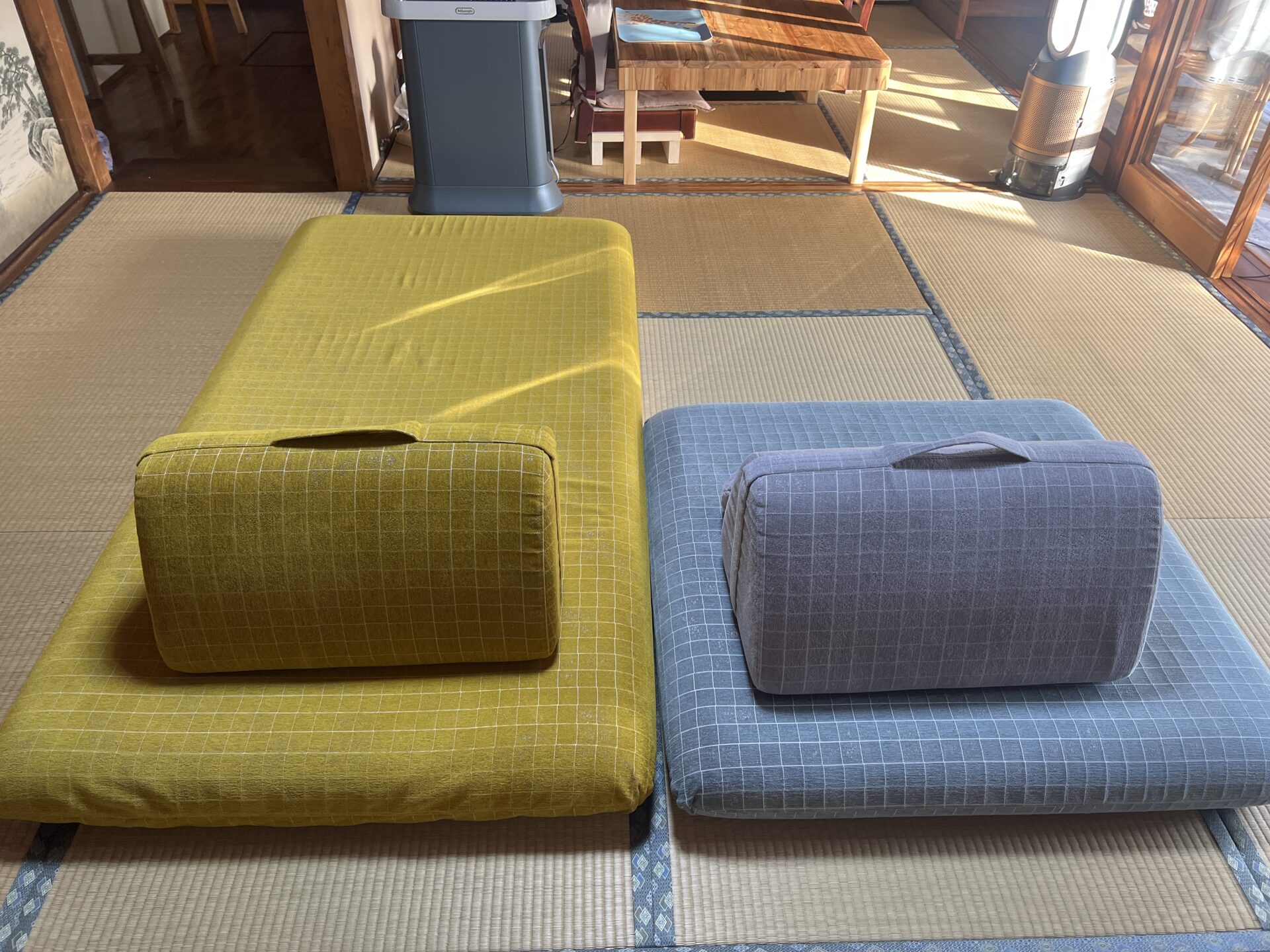 キャリーソファ イエロー 2人掛けローソファ ローソファー