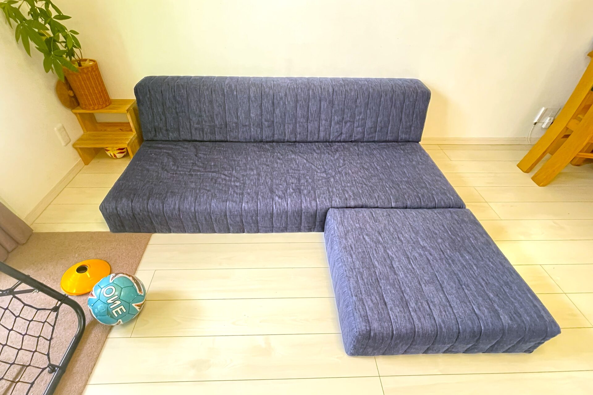 つみきソファ ネイビー 3人掛けローソファ ローソファー