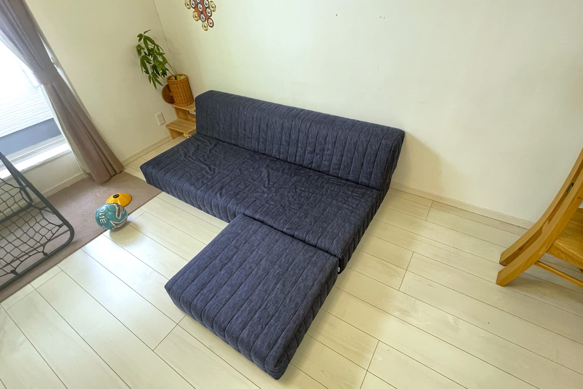 つみきソファ ネイビー 3人掛けローソファ ローソファー