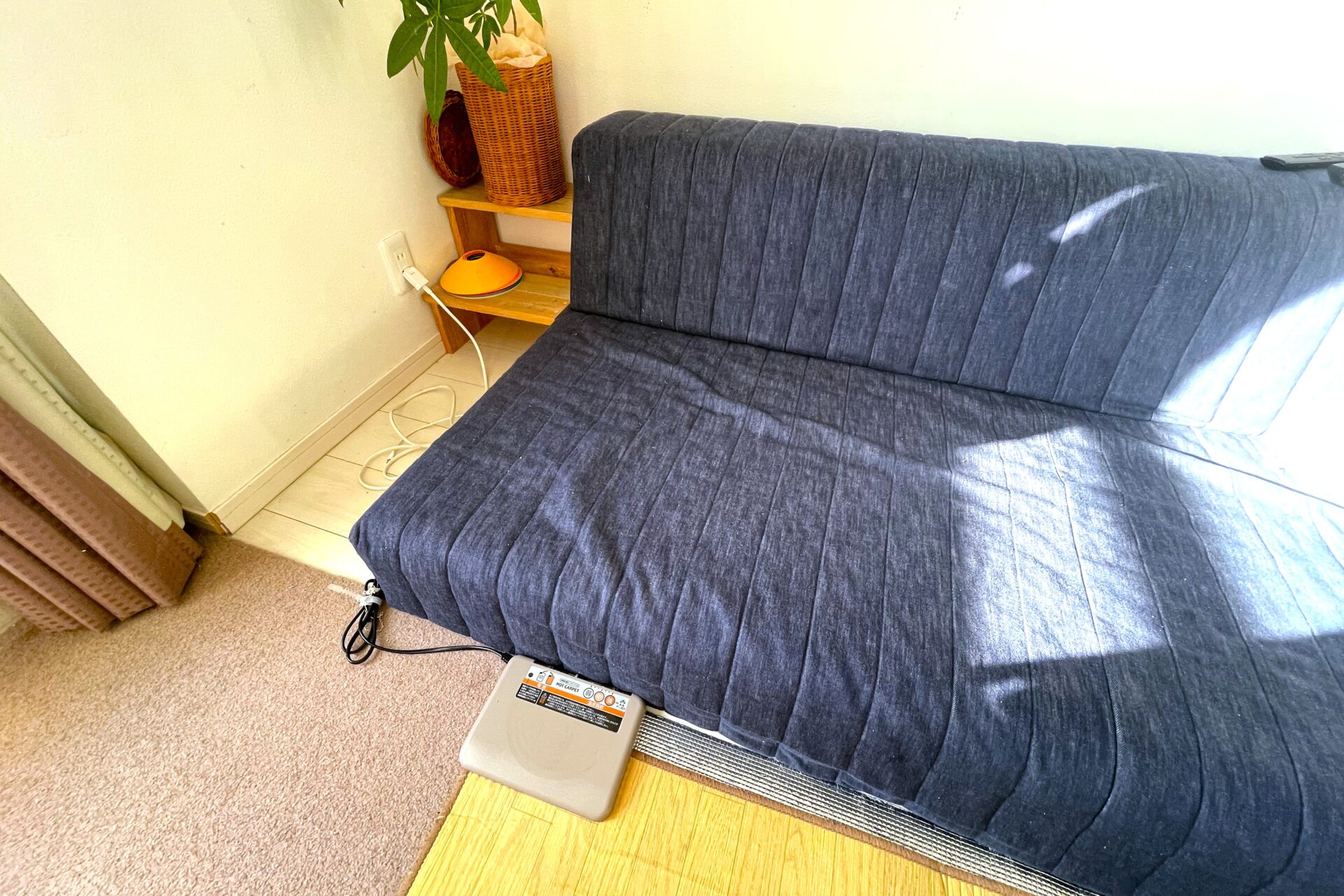 つみきソファ ネイビー 3人掛けローソファ ローソファー