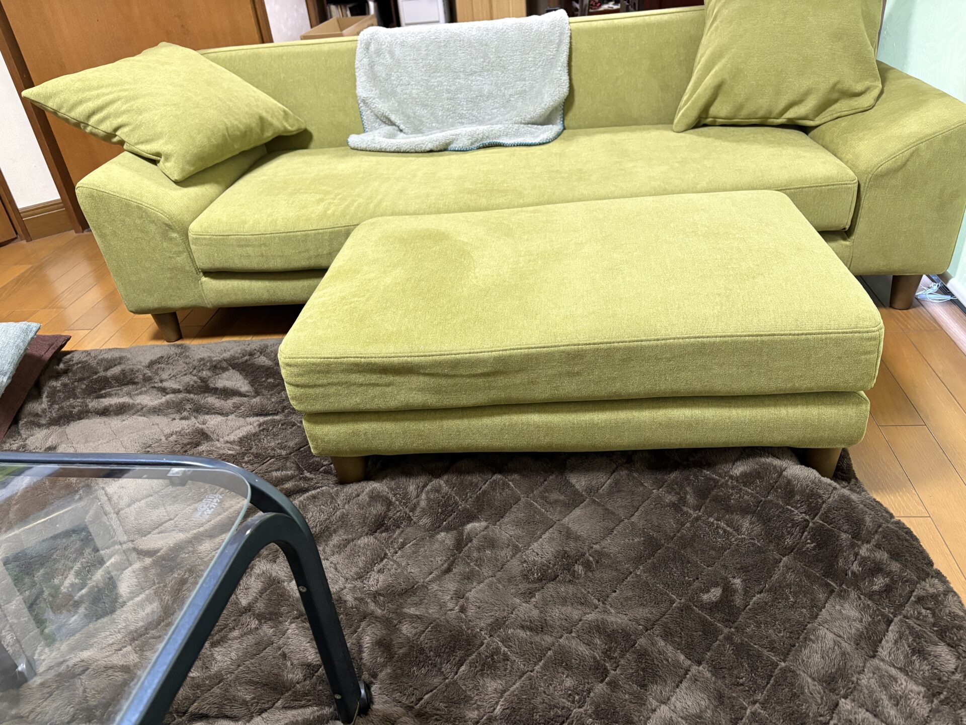 ロハスソファ モスグリーン 3人掛けローソファ ローソファー