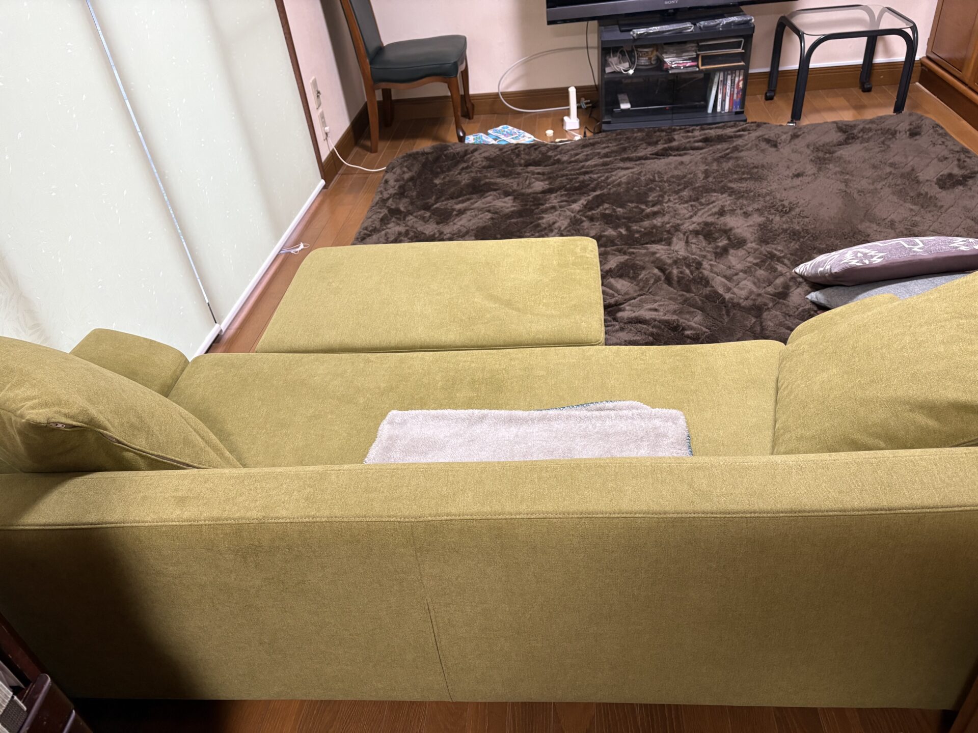 ロハスソファ モスグリーン 3人掛けローソファ ローソファー