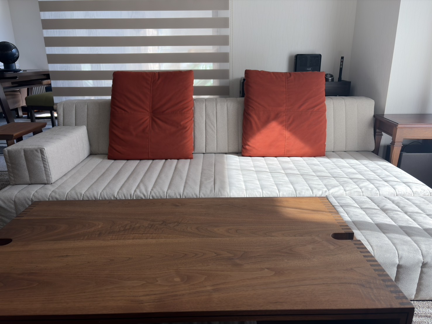 つみきソファ メランジグレー 3人掛けローソファ ローソファー