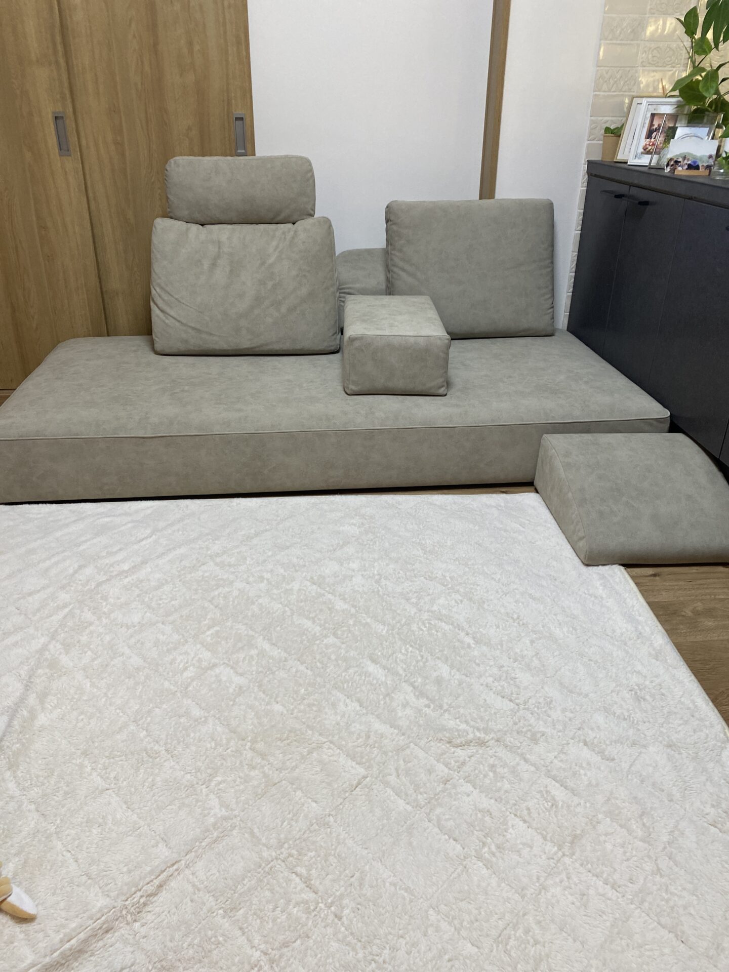 ウィズソファ サンドグレー 3人掛けローソファ ローソファー