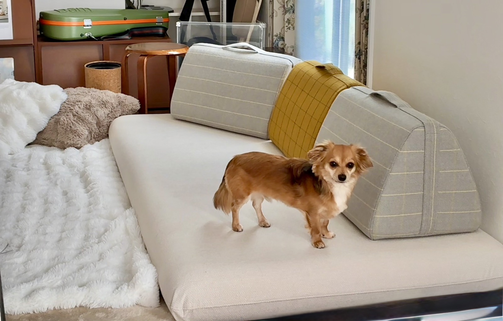 キャリーソファ ホワイト 3人掛けローソファ ローソファー