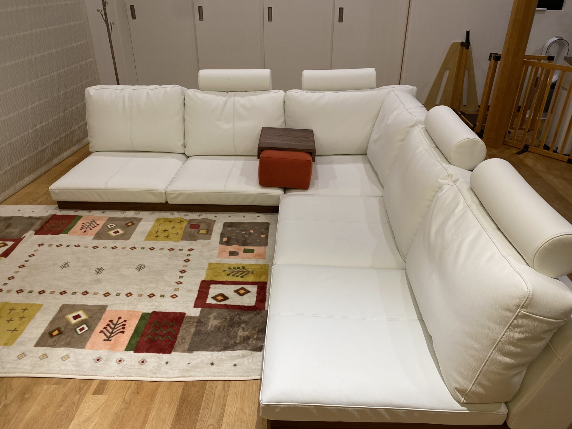 カーヤソファ ホワイト 3人掛けローソファ ローソファー