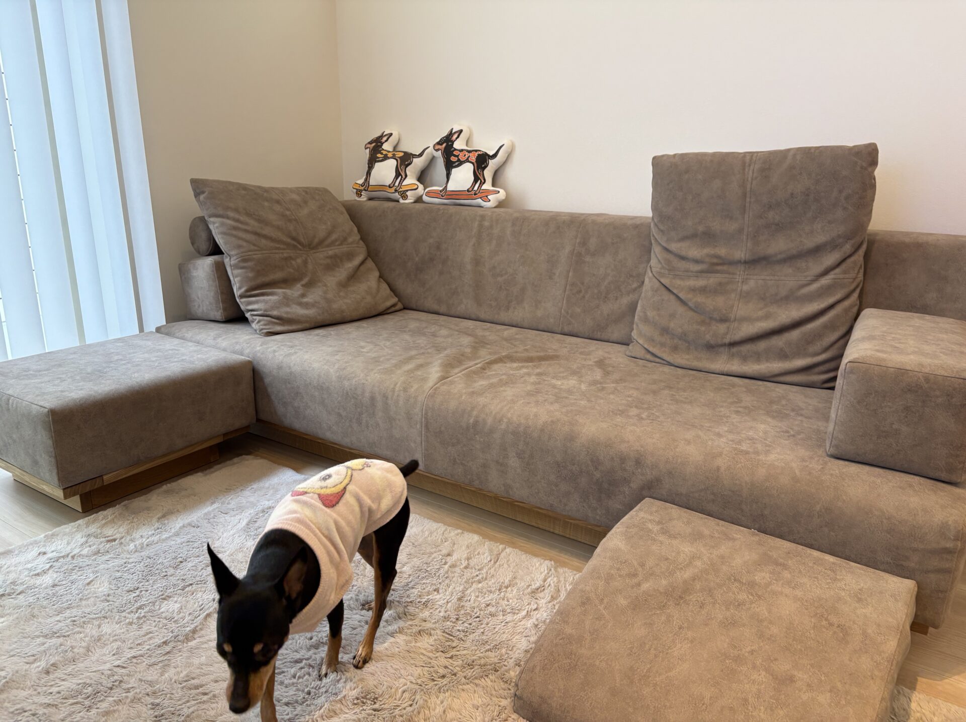 つみきソファ グレージュ 3人掛けローソファ ローソファー