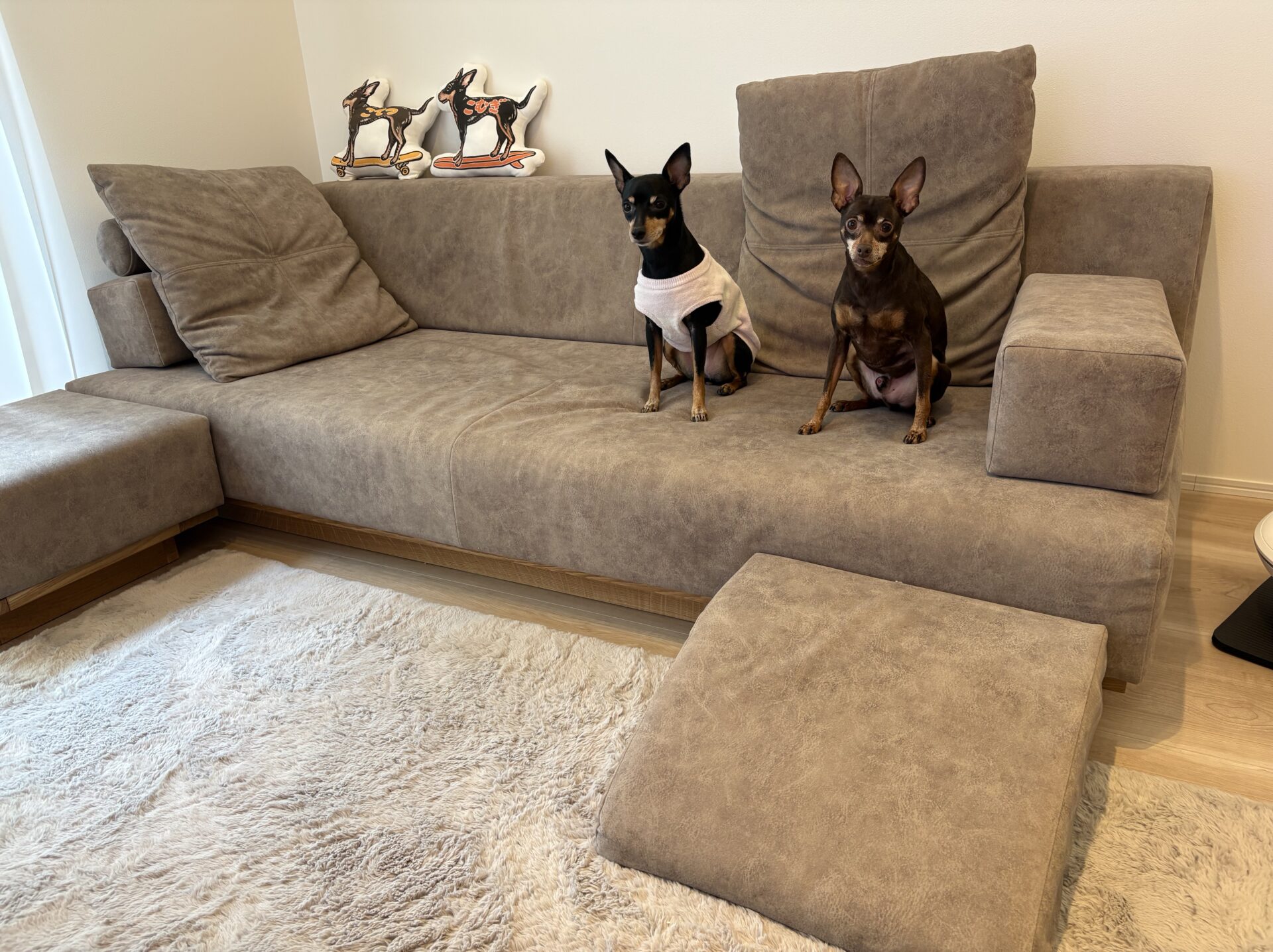 つみきソファ グレージュ 3人掛けローソファ ローソファー