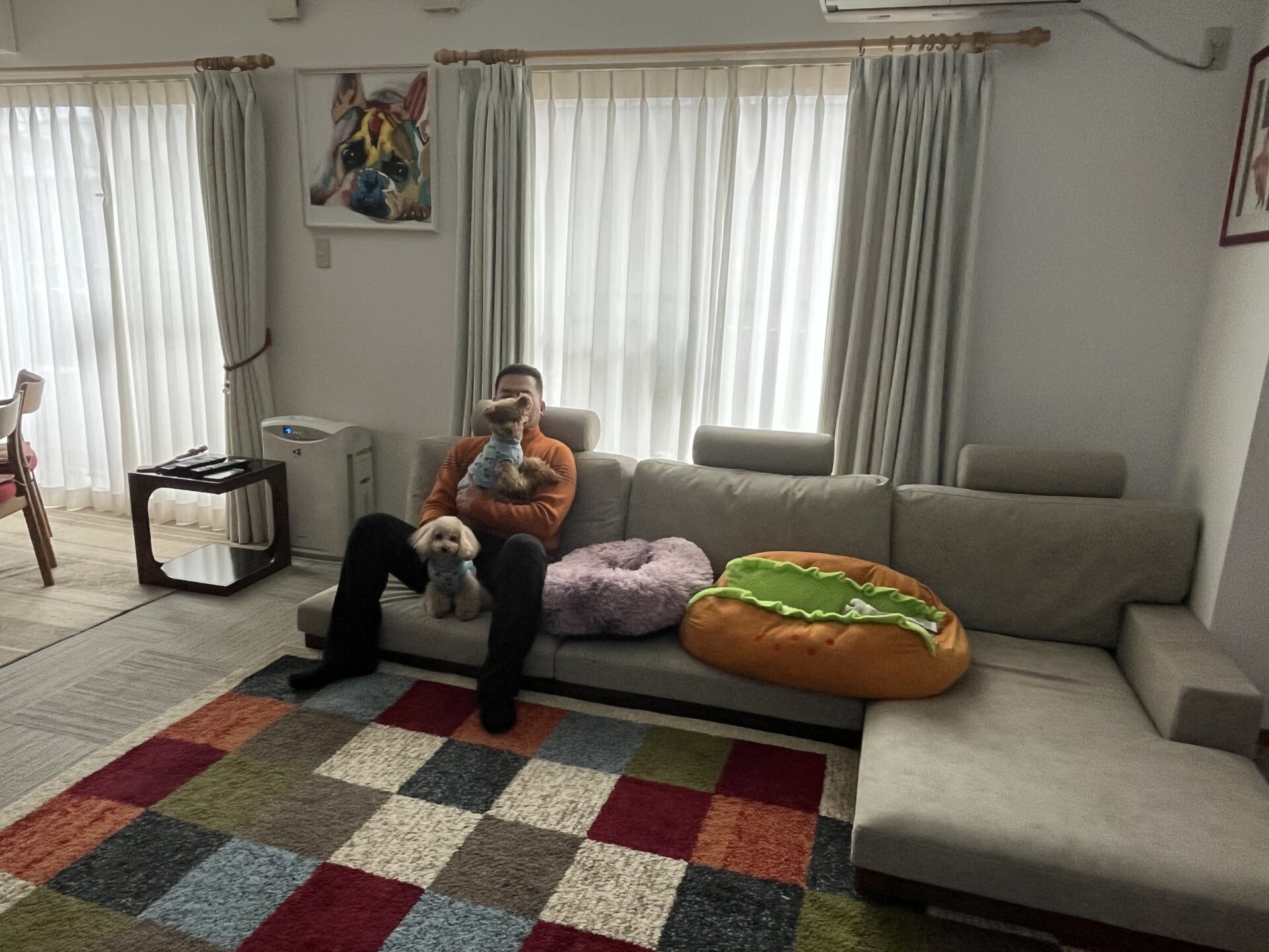 カーヤソファ サンドグレー 3人掛けローソファ ローソファー