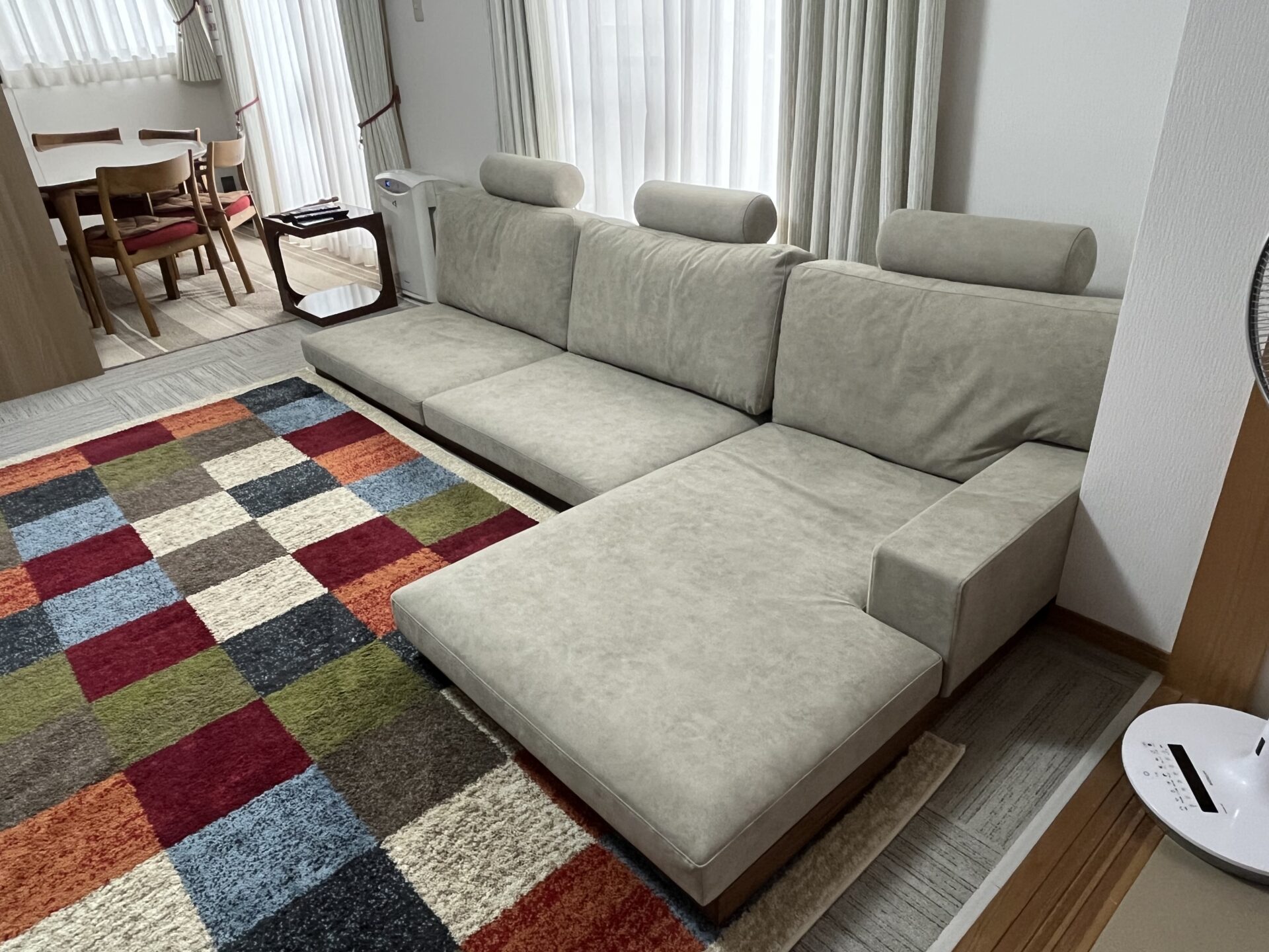 カーヤソファ サンドグレー 3人掛けローソファ ローソファー