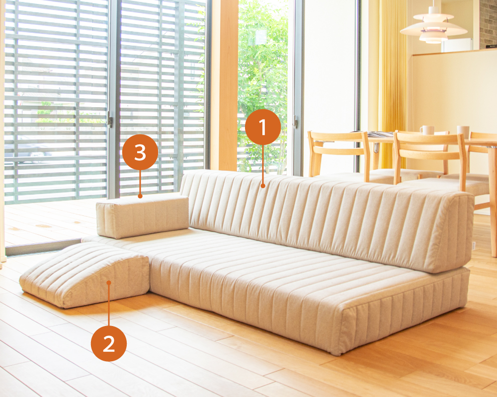 積み木のようなローソファ、つみきソファ画像