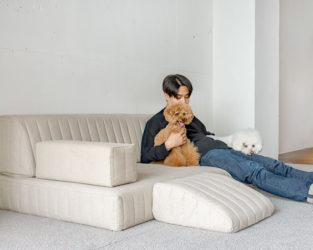座面20cmのつみきソファ、愛犬との暮らしにうれしいセット