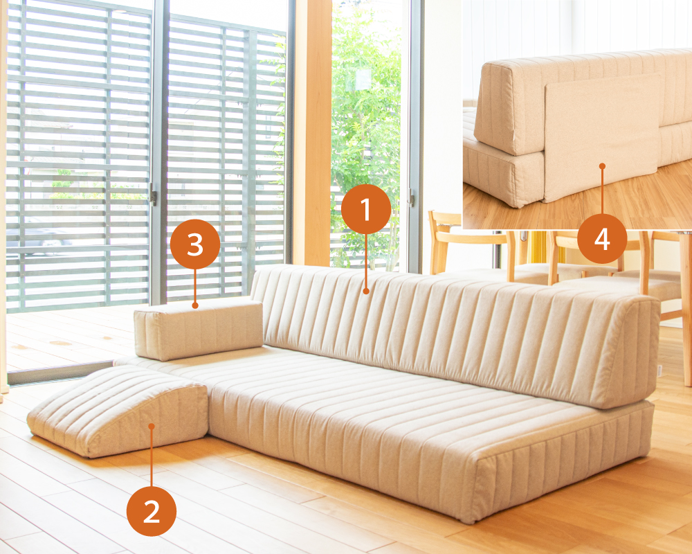 積み木のようなローソファ、つみきソファ画像