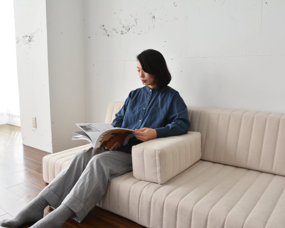 カスタマイズローソファ、つみきソファ画像